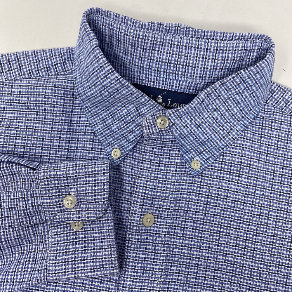 Polo Ralph Lauren Button Down Mens 15.5 32/33 Blue Check Yarmouth Oxford Shirt